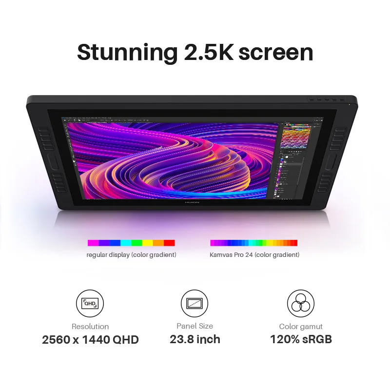 HUION KAMVAS PRO 24 23.8 INCH BESTE GRAFIEK 2K QHD TABLET 120% S RGB DUAL TOUCH BAR 20 KEYS PEN DISPLAY MONITOR