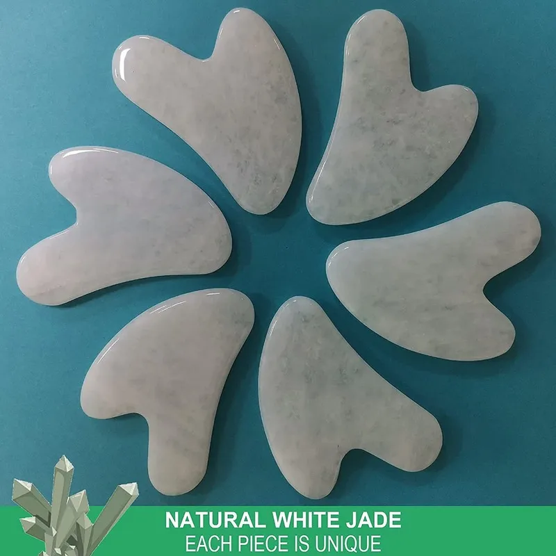 Gua Sha Massage Tool White Guasha Board para Corpo Rosto Natural Jade Stone Facial Massager Massager Health and Skin Care Tool