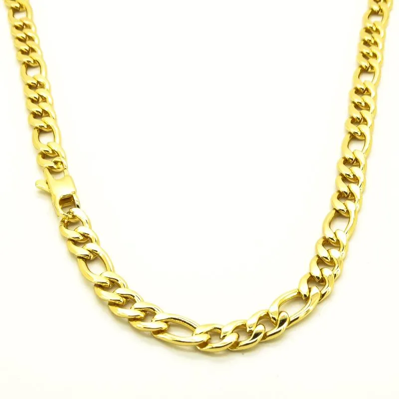 Correntes banhadas a ouro 18k colar 6 mm de largura para homens masculinos mulheres moda jóias de aço inoxidável figaro cadeia 20''-36245w