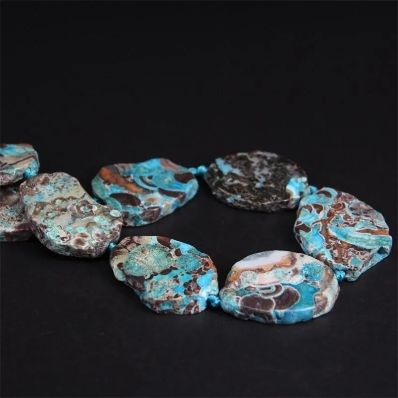 9-Agates de pierre bleu brand à brins SlAd Perges en vrac Natural Ocean Jades Gems Slice Pendentid Bijoux Making 269l