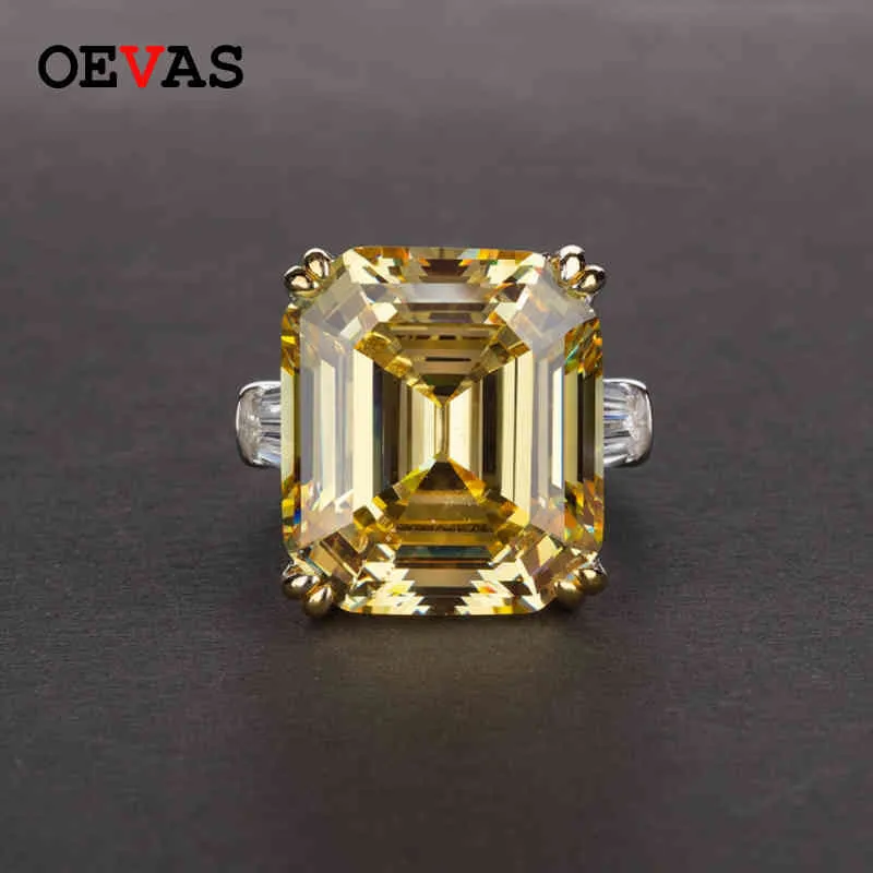 OEVAS 100% S925 Стерлинговые серебряные роскошные квадратные розовые желтые белые высокие углеродные алмазные обручальные кольца для женщин вечеринка изысканные украшения
