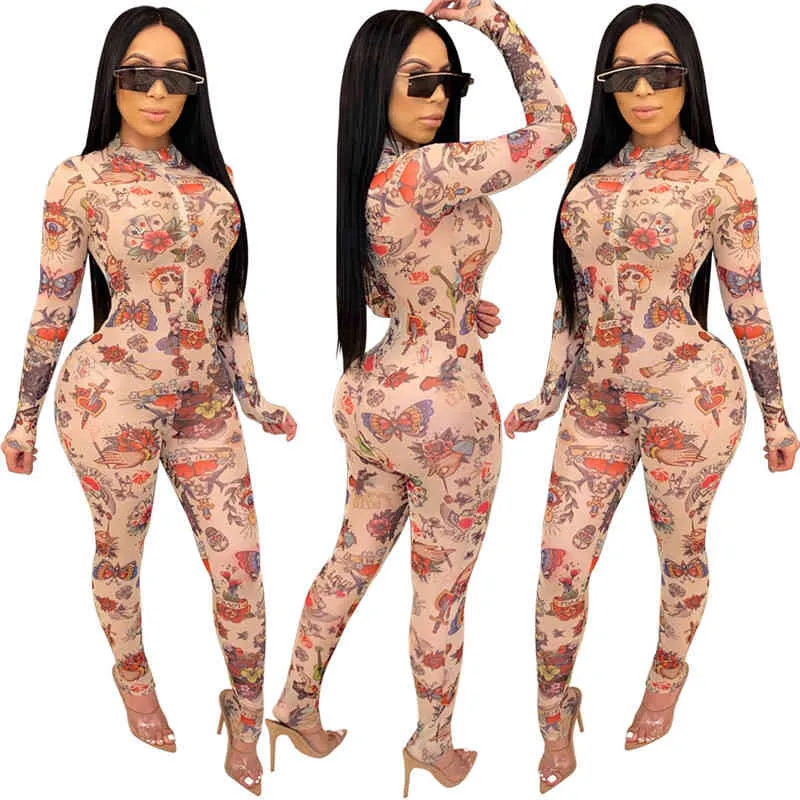 Tight Jumpsuit Sexy Popular Printed Jumpsuit With Hidden Back Zipper Womens Jumpsuit Fashion