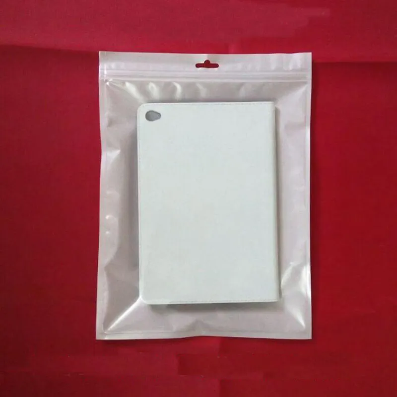 Sac d'opp en plastique transparent blanc d'affichage au détail antipoussière avec trou de suspension pour sacs d'emballage de couverture de boîtier de tablette de 8 à 10 pouces