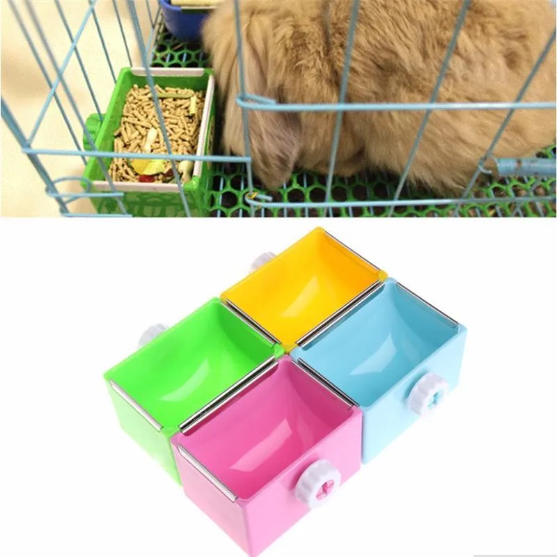 Miski dla kotów podajniki kwadratowe miski Kreatywny Wiszący projekt Mini Pet Cage Food Dog Pies Gwinea Pig Sinchilla Feeder Box 295n