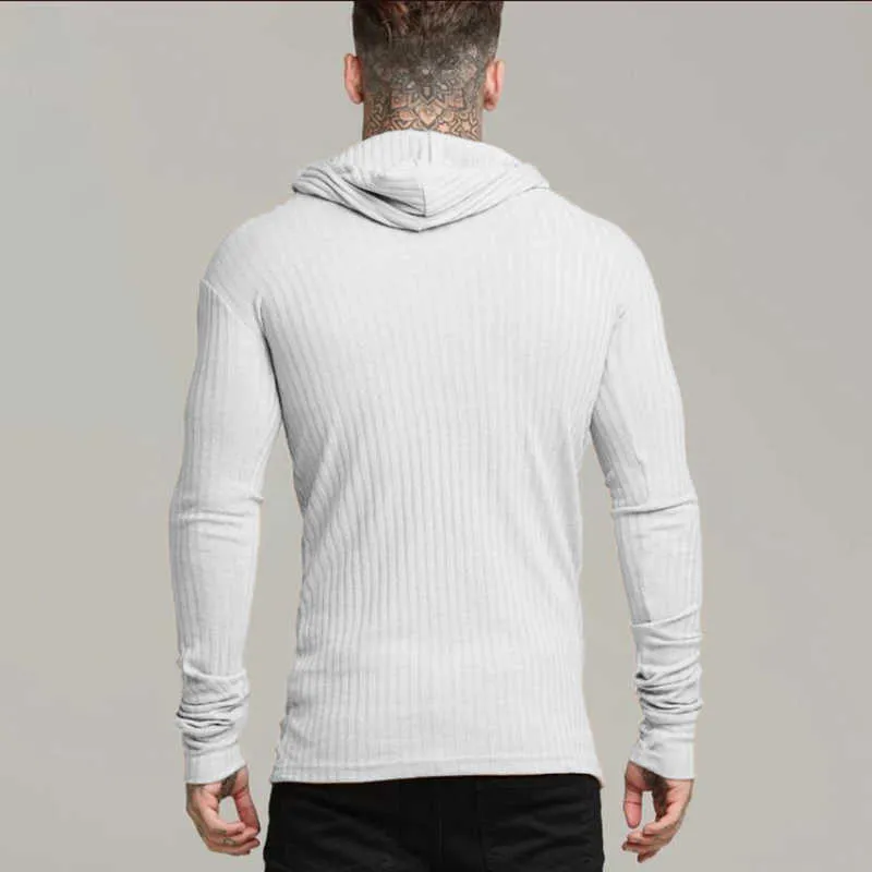 Spring Fashion Sports Hooded Sweaters Mannen Turtleneck S Slim Fit Pullover Sweater Fitness Knitwear 210812
