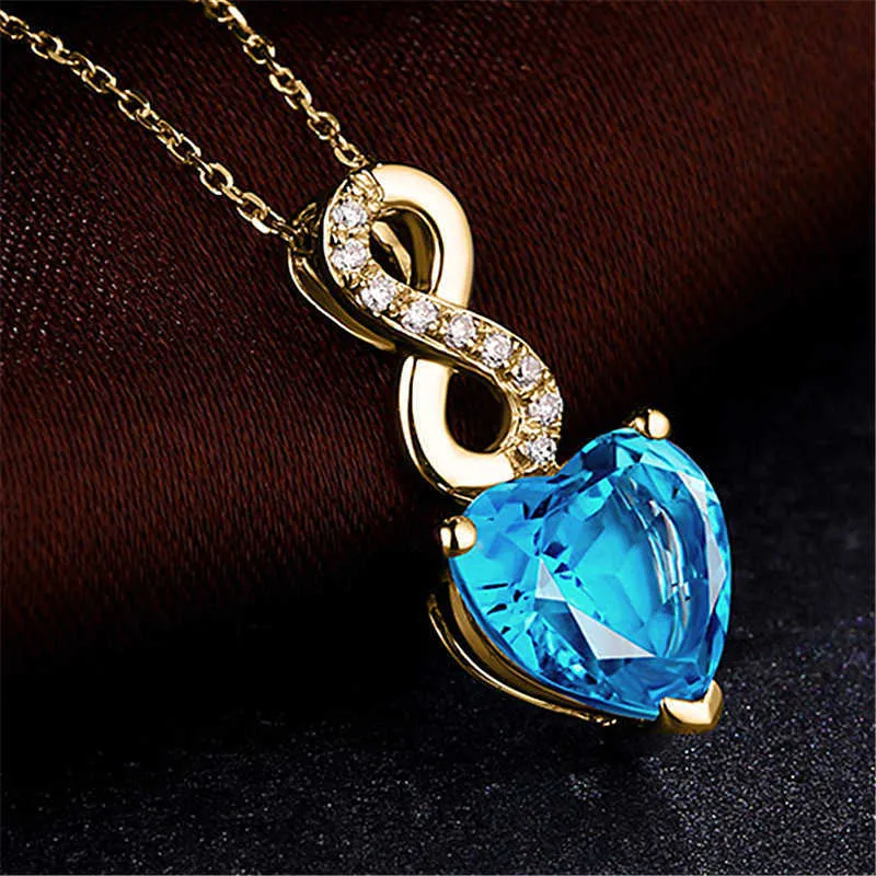 Collares de cristal para mujer Colgante corazón mar brillante belleza mensajero Amor oro plateado