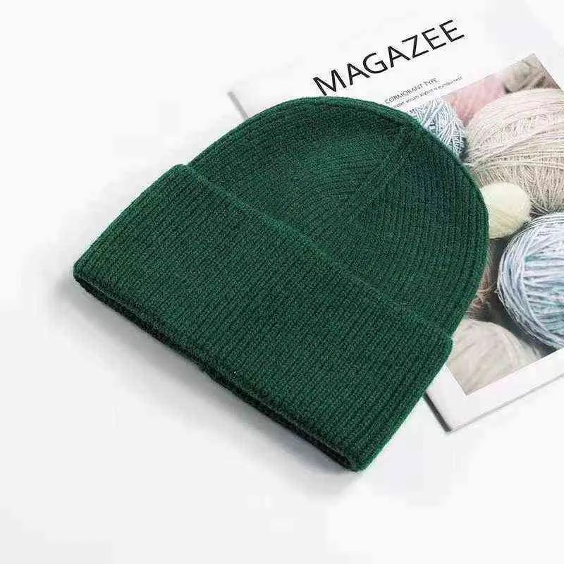 VISROVER solid color acrylic beanies winter hat for woman matched Autumn Warm skullies wholesale 211229