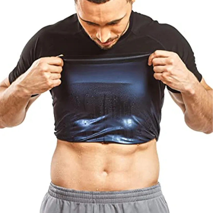 Hommes Fitness Shapewear Thermo T contrôle du ventre minceur corps chemise taille formateur Sauna gros brûleur entraînement débardeurs