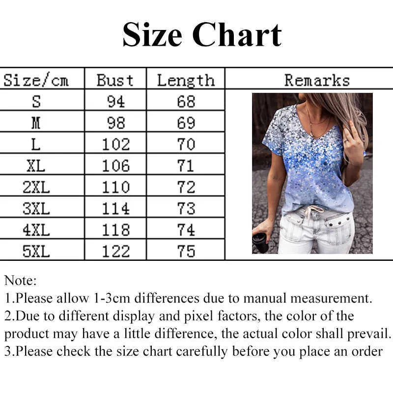 Abstrait Gradient Impression T-shirt Femme Col V-Cou Top à manches courtes Casual Coasif Cool Dames Court Outfit 2XL 3XL 4XL 5XL 210720