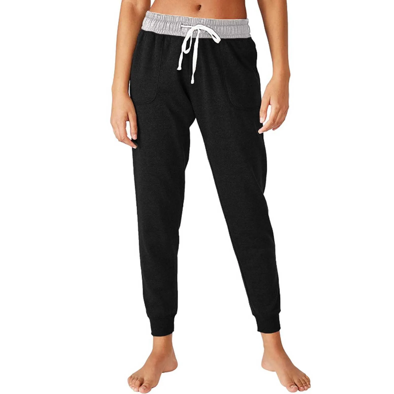 Pantaloni da jogger da donna Pantaloni sportivi tinta unita casual Pantaloni sportivi aderenti alla caviglia in vita elastica Pantaloni estivi in tessuto di alta qualità Q0801