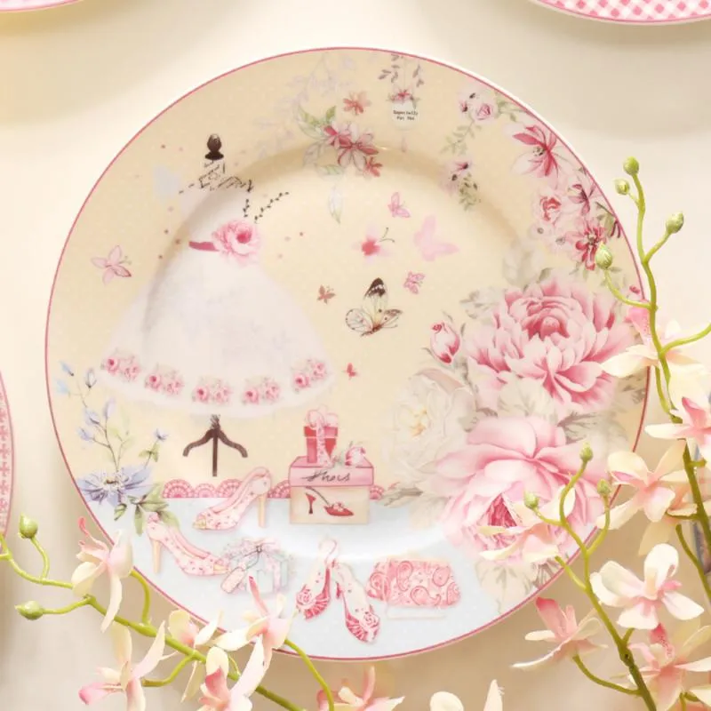 Dishes & Plates Pastoral Bone China And Porcelain Cake Dish Pastry Fruit Tray Ceramic Tableware Steak Dinner L12252