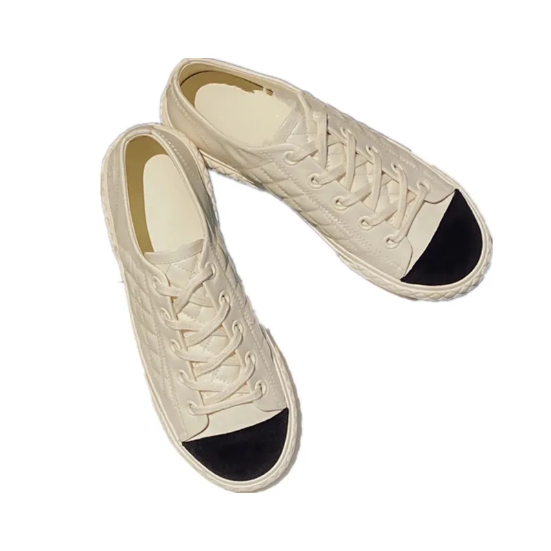 Printemps et automne Femmes Petites chaussures blanches avec tête ronde chaussures en cuir décontracté avec une pédale et chaussures plates