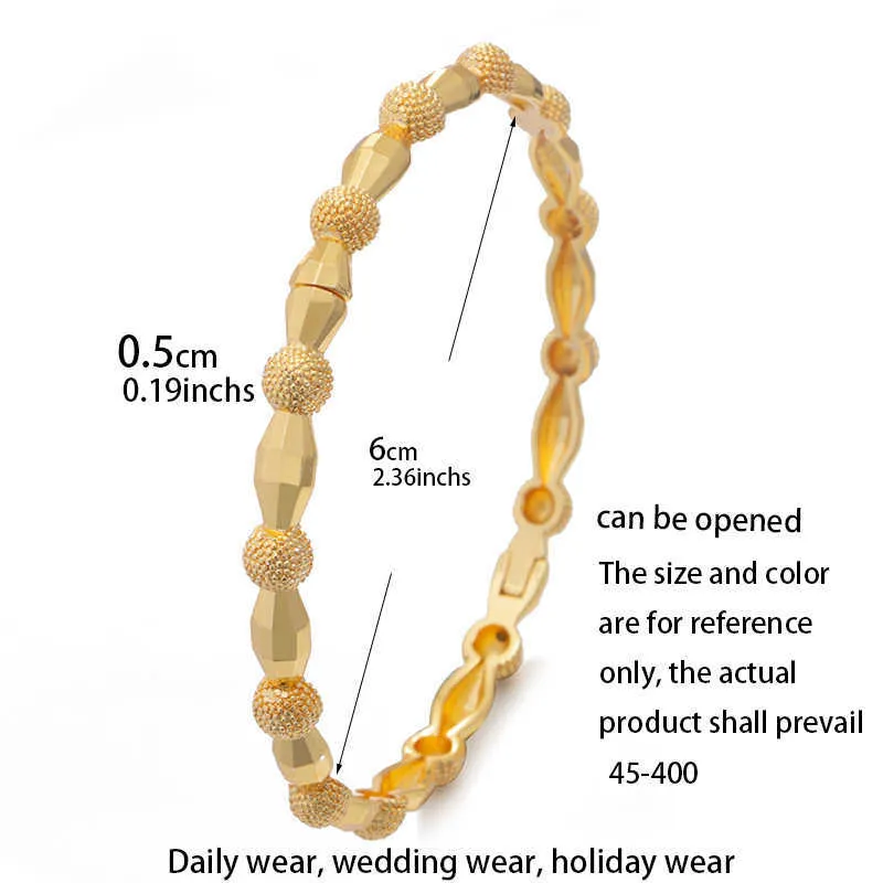 4 pièces24k couleur or Fine Dubai Bracelets de mariage bijoux Bracelets éthiopiens pour les femmes bijoux africains cadeaux de fête Q0720