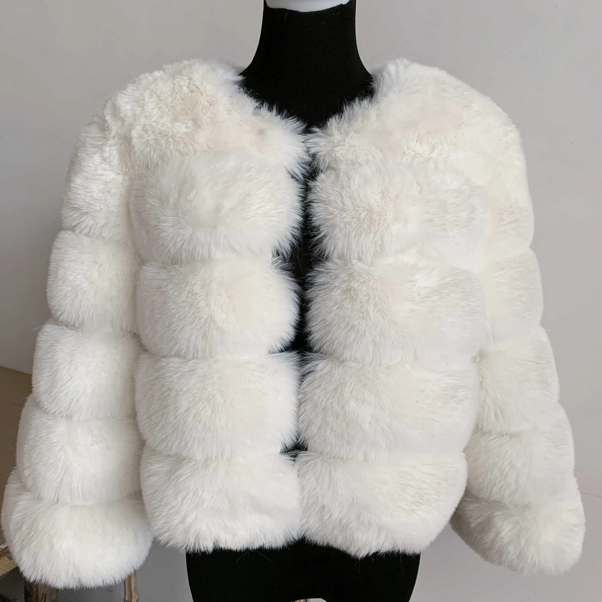 Fausse fourrure femmes fausse fourrure manteau automne hiver haute qualité manteau moelleux élégant 7xl grande taille femmes vêtements Y2209