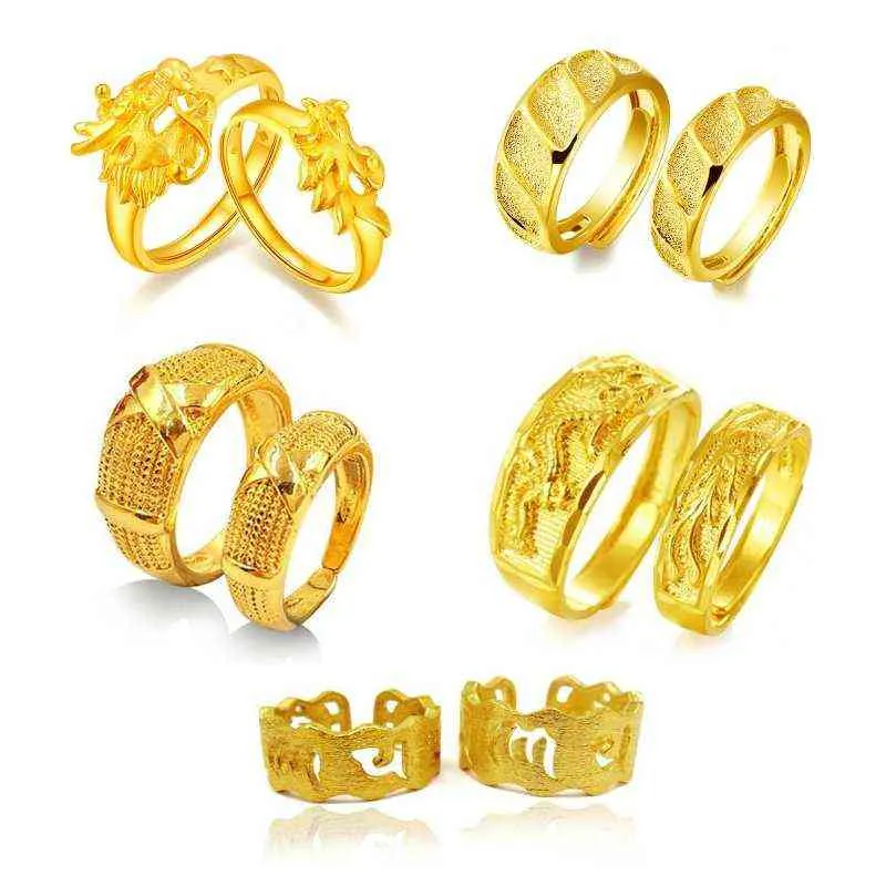 1 пара китайский стиль резной пара кольца обручальные кольца свадебные украшения для женщин мужчины G1125