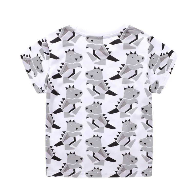 Jumping Meters Cartoon Animals T shirts for Boys Girls Summer Cotton Clothing Fashion Cute Baby Tees Tops 210529