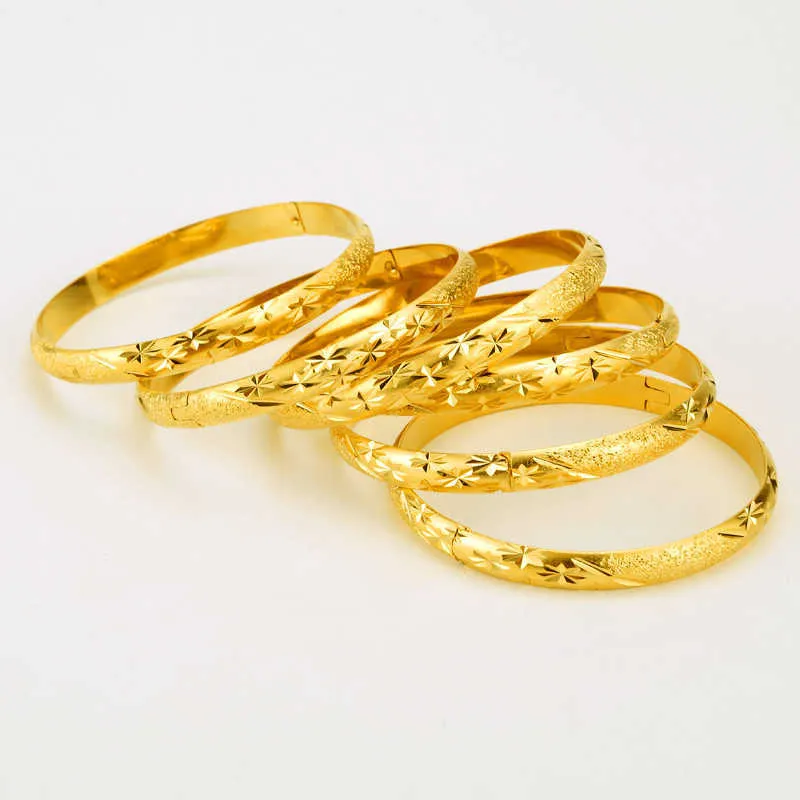 8 mm Dubai Gold Bangles for Women Men 24k Kolor Bracelets Etiopski Afrykańska Biżuteria S Arabska Bride Prezent 2107136117897