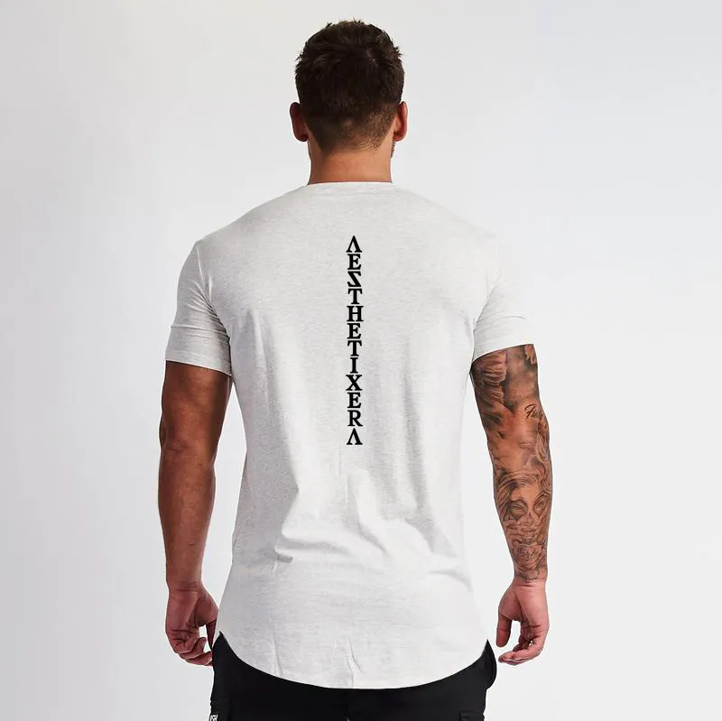 MuscleGuys Merk Kleding Sportscholen T-shirt Mens Fitness T-shirt Katoenen T-shirt Mannen Bodybuilding Zomer Tops Slim Fit T-shirt 210421