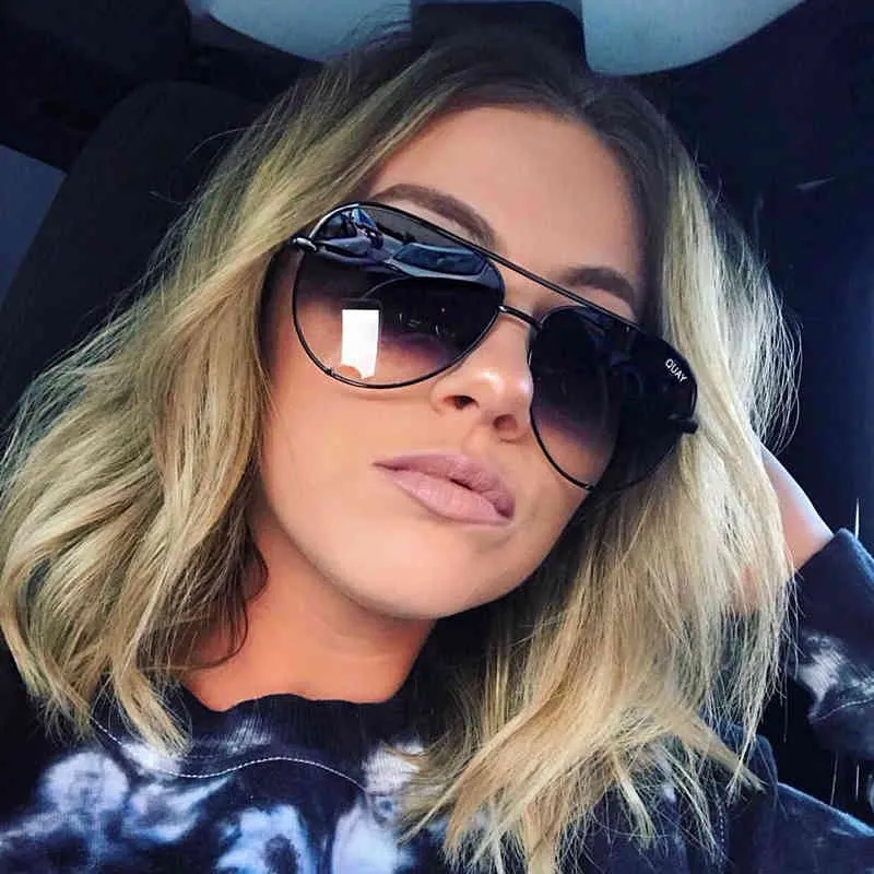 Quay Brand Mirror Pilot Sunglasses for Women Fashion Driving Travel Eyewear Gradient Female Glasses Mujer