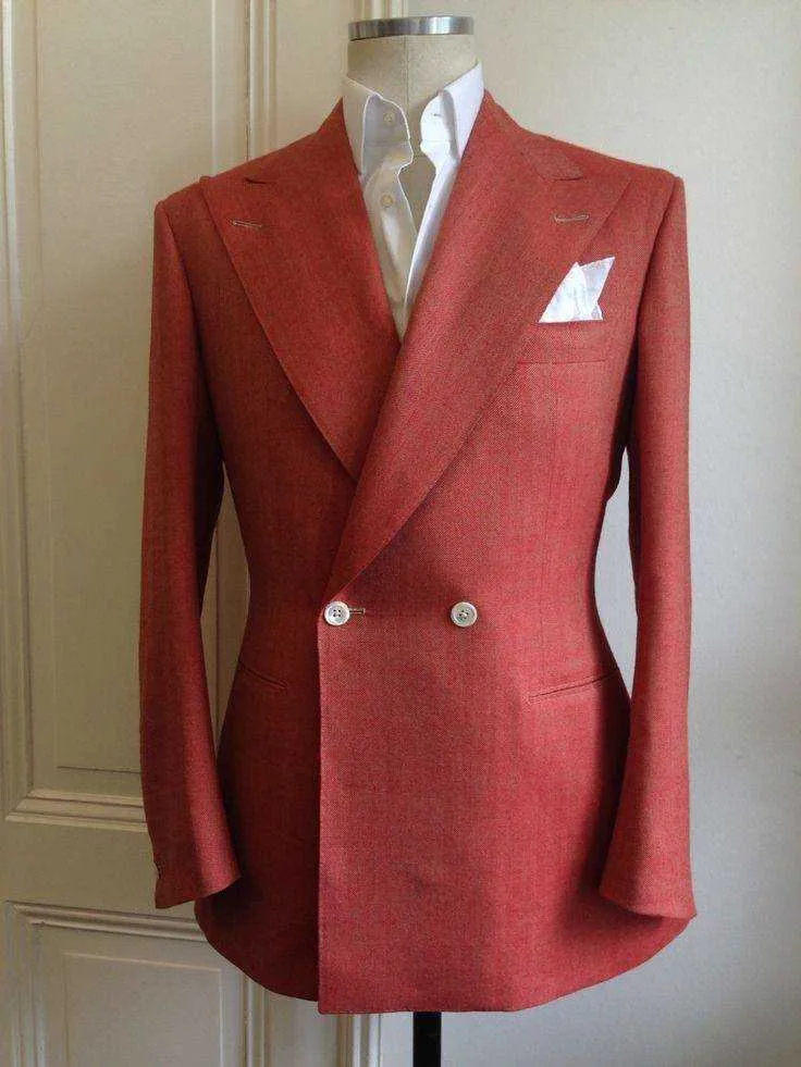 새로운 도착 피크 옷깃 의상 옴 메이트 웨딩 슬림 맞는 남자 정장 Masculino Terno Tuxedo Groom Prom Blazer Jacket + Pant X0909