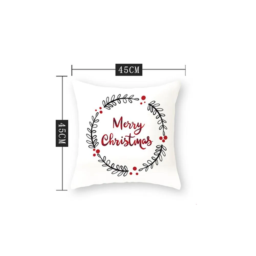 45*45cm Christmas Pillowcase Santa Claus Snowflake Printed Cushion Covers Home Pillow Cover Xmas New Year Sofa Decoration
