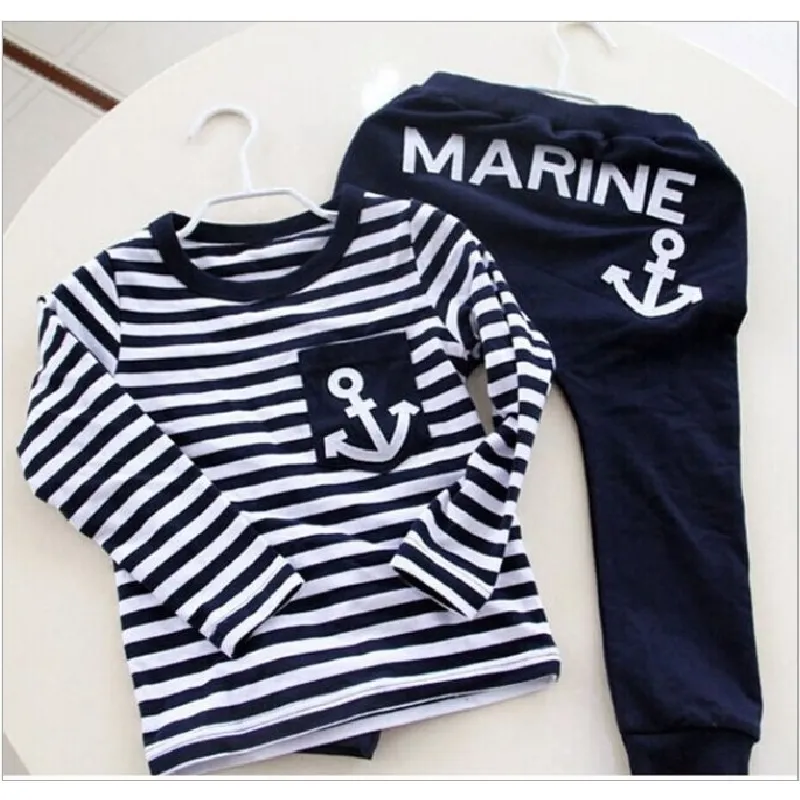 Marine Navy Sailor Jungen Sportanzüge Kinder Kleidung Set für Jungen Kinder Trainingsanzug T-Shirts Hosen Sets Jungen Kleidung Sweatshirts 210413