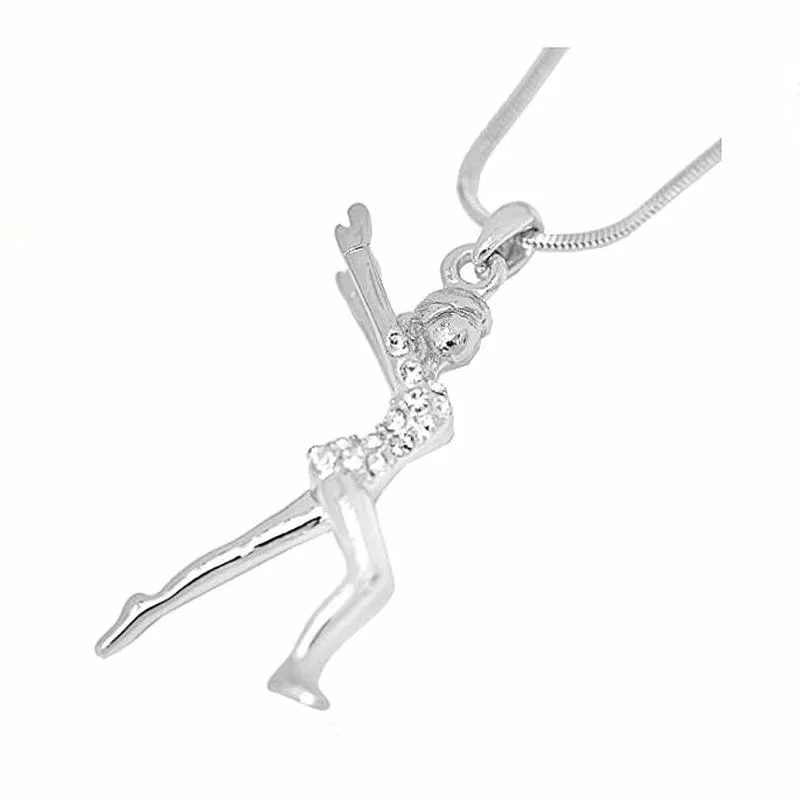 Dubbel näsa ankomst metall inlay kvinnor figurerar gymnastiska tjej charm halsband gym smycken hänge halsband230u