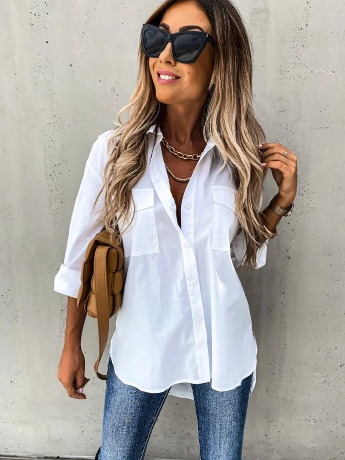 Casual chemisier blanc chemise Chic Streetstyle chemise dames Blouse chemises automne hauts pour femmes vêtements Blusas Mujer De Moda 210415