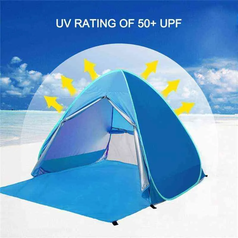 Mise à niveau tente de plage UV abri solaire étanche léger ombre auvent Cabana tentes pour 2-3 personnes 220104