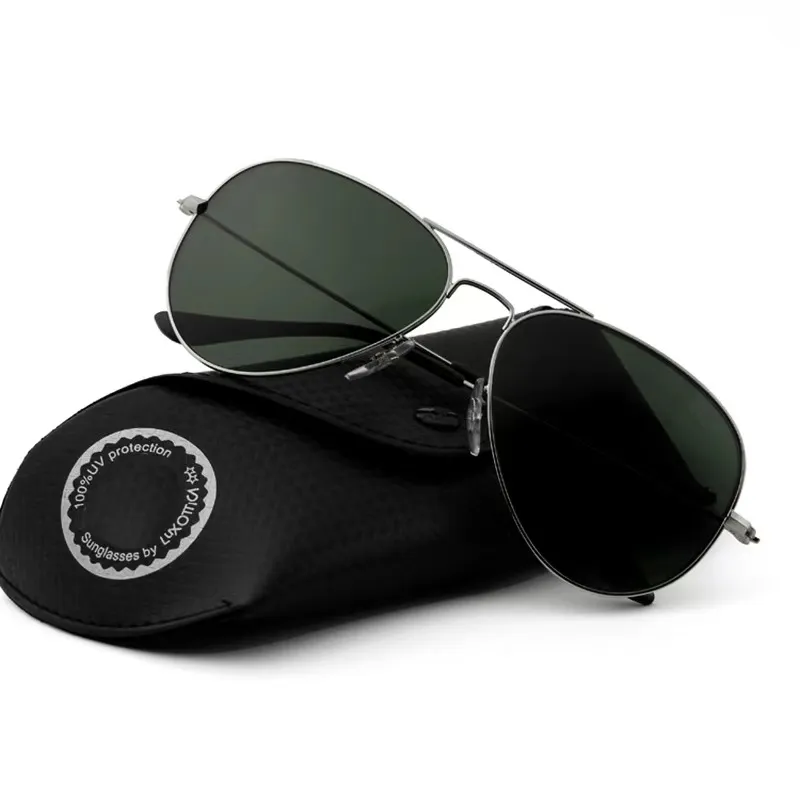 Sprzedaż mody Mens Retro Aviator Okulary przeciwsłoneczne Szklane okulary przeciwsłoneczne lusterka Ropucha Kieliszki do jazdy na gogle dla mężczyzn i kobiet ET210Q