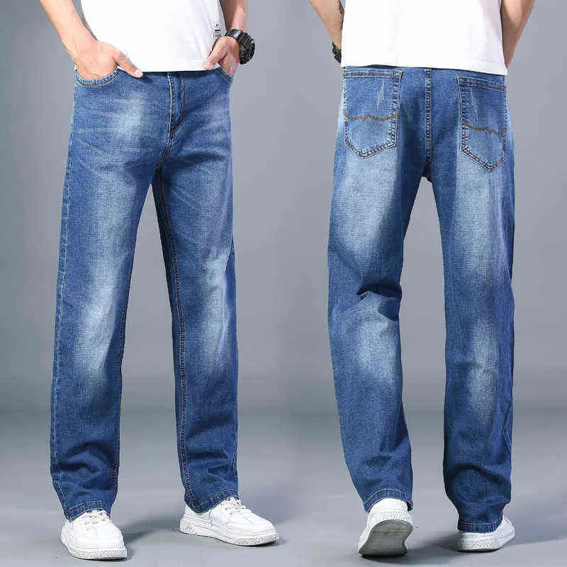 i disponibili Jeans larghi a gamba dritta sottili da uomo Pantaloni larghi elasticizzati avanzati stile classico estivo Marca maschile 211120