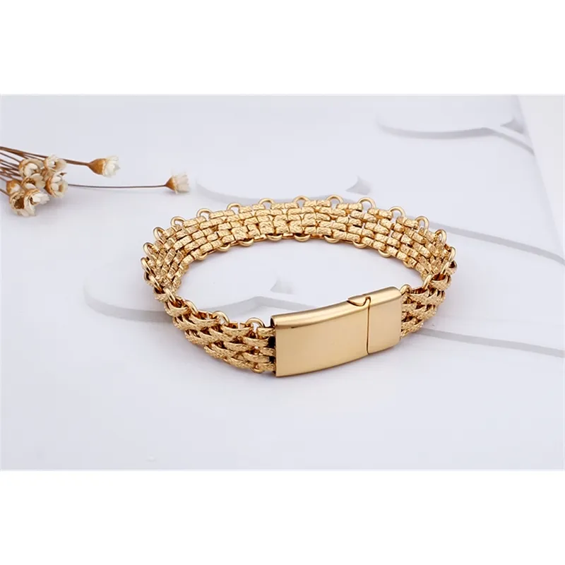 Bracelet de luxe en acier inoxydable pour hommes, chaîne en or, classique, décontracté, bijoux, cadeau pour petit ami et marié