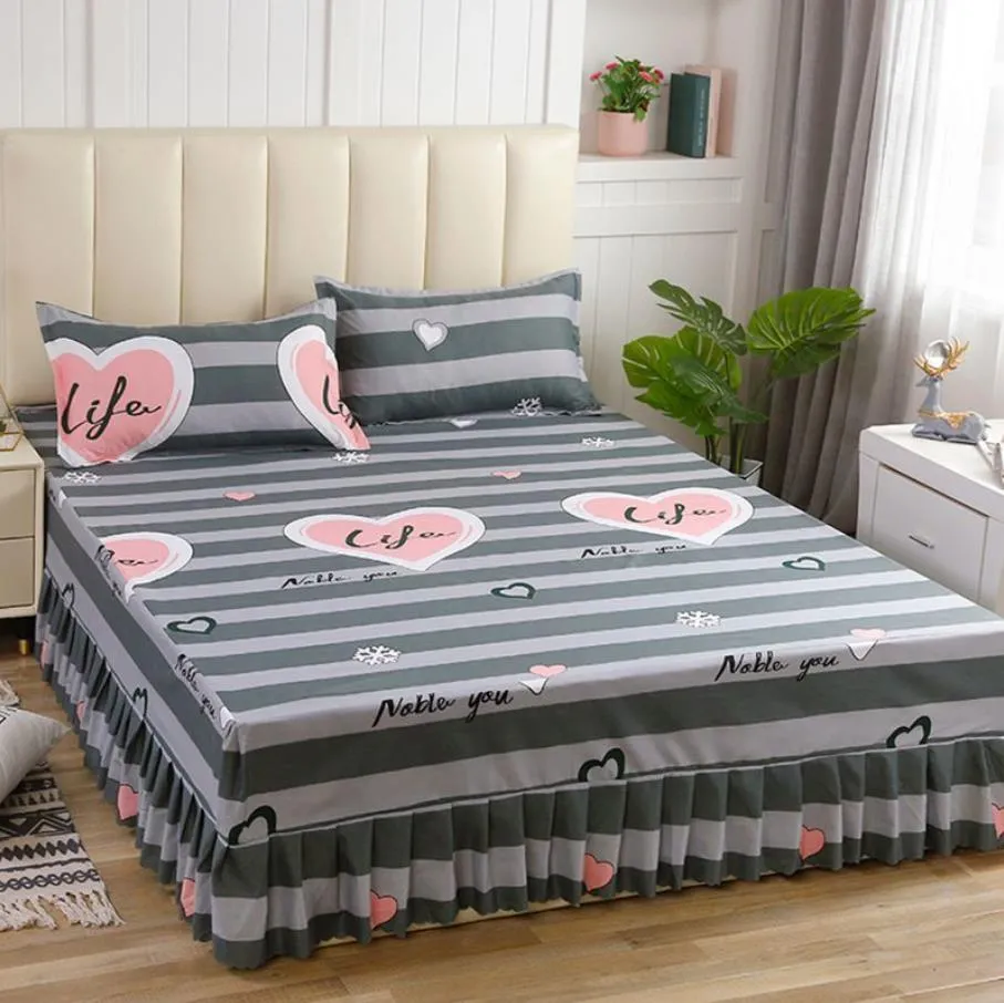 19 Style Literie Jupe de lit de ménage à la mode pour matelas de couvre-lit de taille multiple bon drap de lit avec taie d'oreiller F0065 210420
