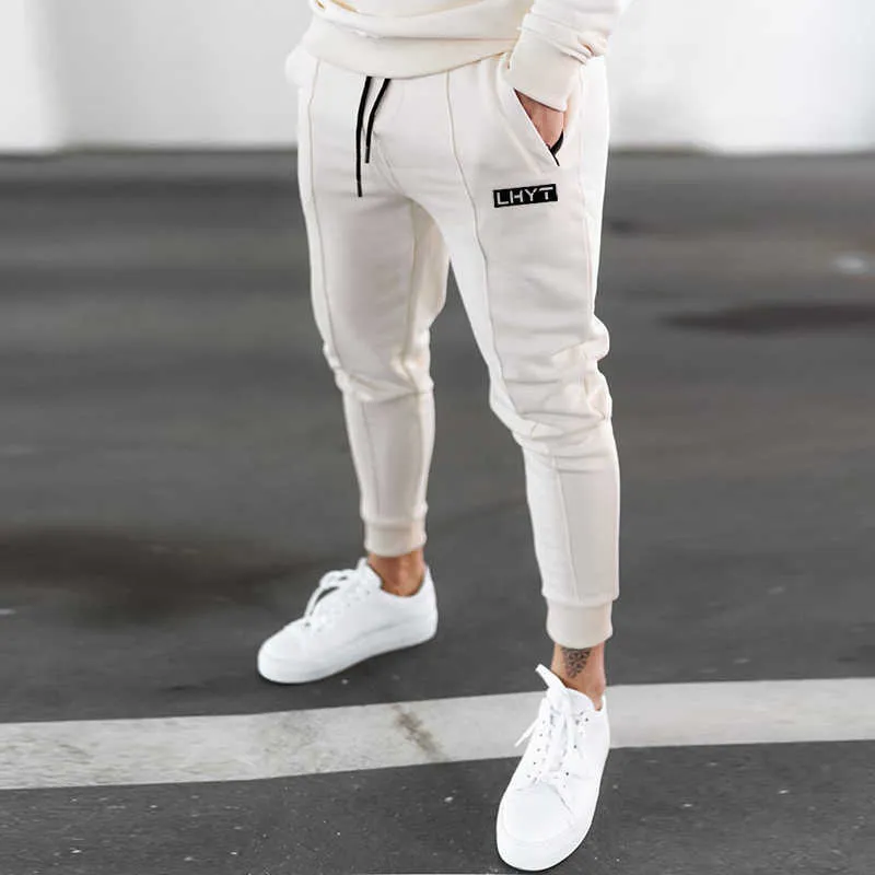 Mens tracksuits novo moda algodão casual hoodie fitness conjunto outono masculino moletom roupas para ginásio homens y0831