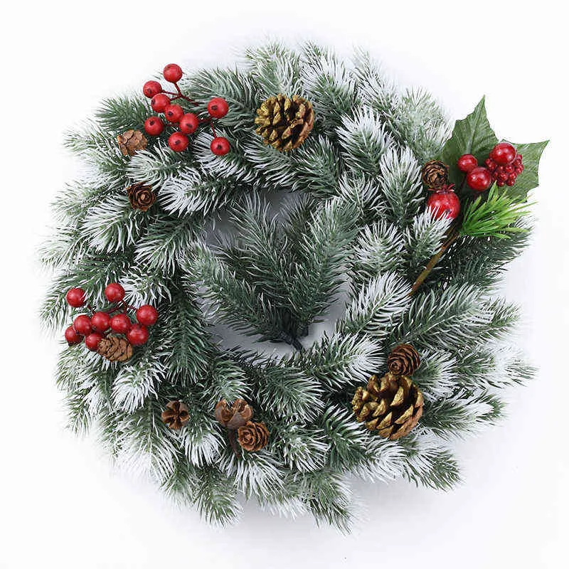plantes artificielles aiguilles de pin en plastique flocon de neige Scrapbooking décorations de Noël pour la maison bricolage boîte-cadeau artisanat guirlandes 211104