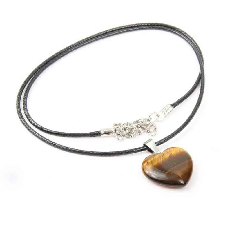 Hot Stone Necklace Jewelry Men Wholesale Natural Stone Pendant Heart Shape Crystal Agated Necklace Fine Pendants Necklace 20*6mm G220310