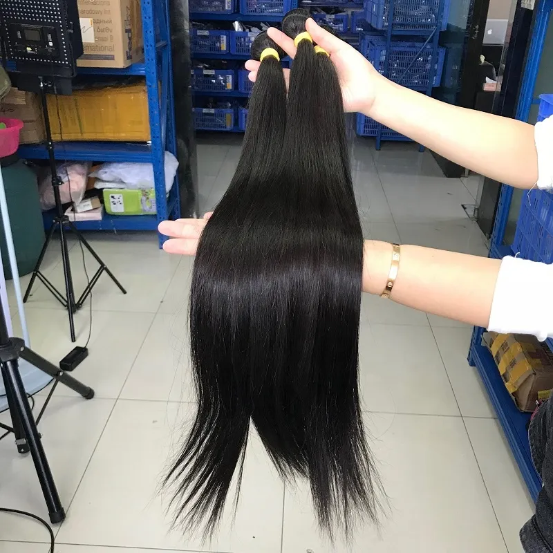 Brazilian Raw Human Hair Bundle Straight Hair Extensions Natural Black 8-32 Inch Hair Weave