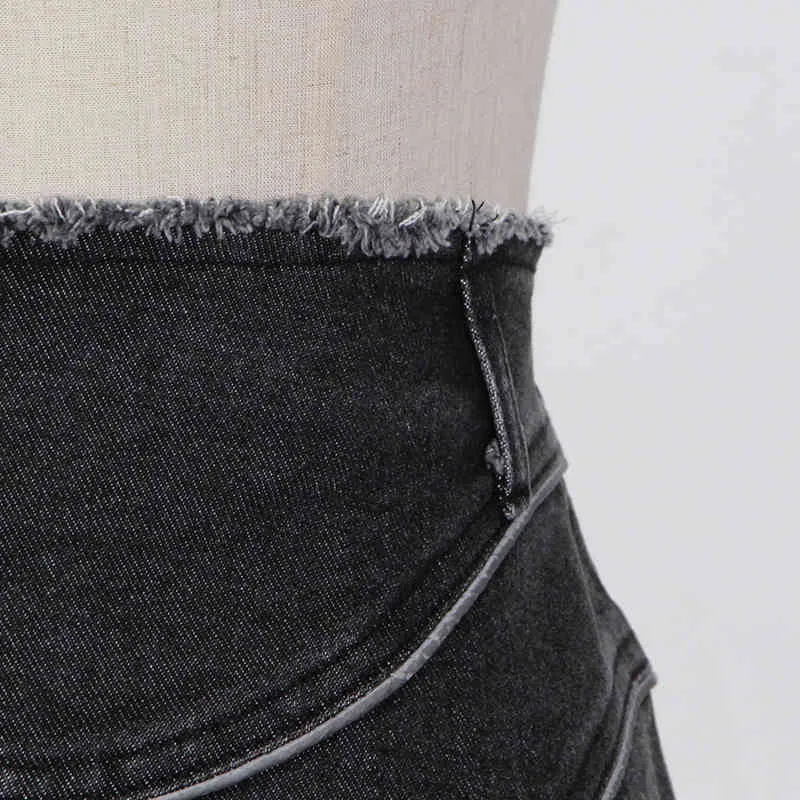 Casual Patchwork Gland Jupe Pour Femmes Taille Haute Ourlet Irrégulier Denim Mini Jupes Femme D'été De Mode Style 210521
