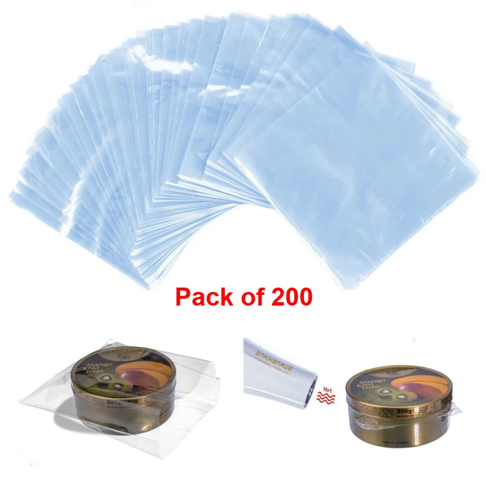 6X6 inch Waterproof POF Heat Shrink Wrap Bags for Soaps Bath Bombs and DIY Crafts Transparent1972