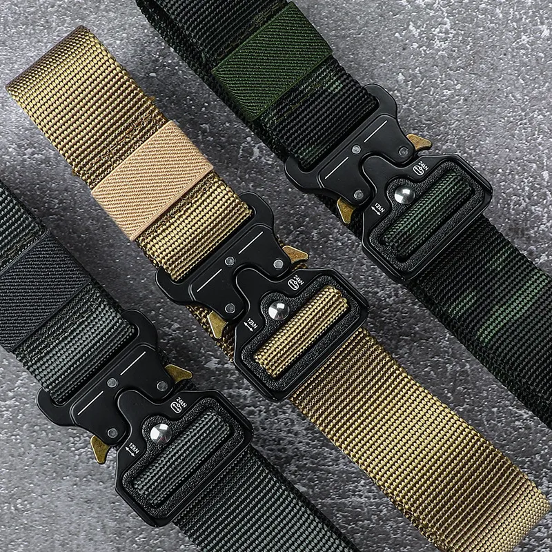 Taktiska bälten Mäns och Kvinnors Canvas Nylon Belt Outdoor Multifunktionell Training Camouflage Brouser Belt