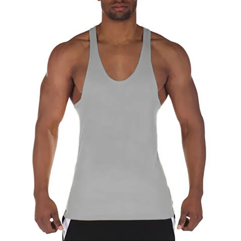 Muscleguysジムベストボディービルディング衣料品フィットネス男性固体筋肉化ストリンガータンクトップブランクノースリーブ男性アンダーハート210421