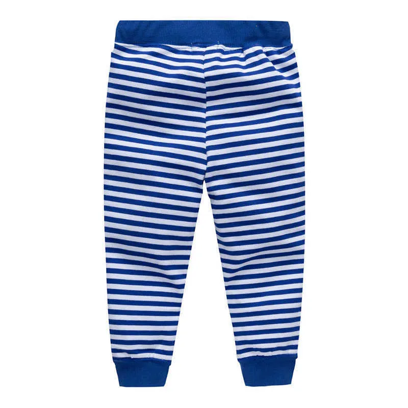 Hoppmätare Tjejer Leggings Byxor Broderi Apple Söt Stripe Baby Långbyxor för höst Vårkläder 210529