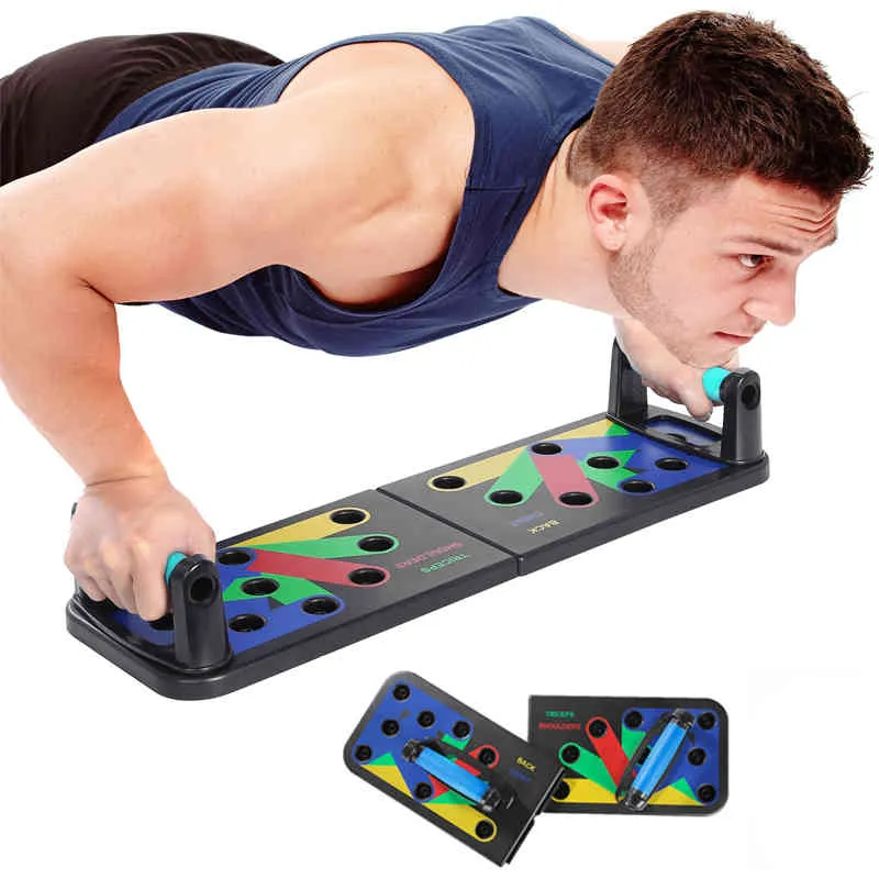 9 in1 Push Up Rack Board Home Gym Exerciseur complet pliable réglable Push Up Rack Stand Body Building Fitness Equipment X0524