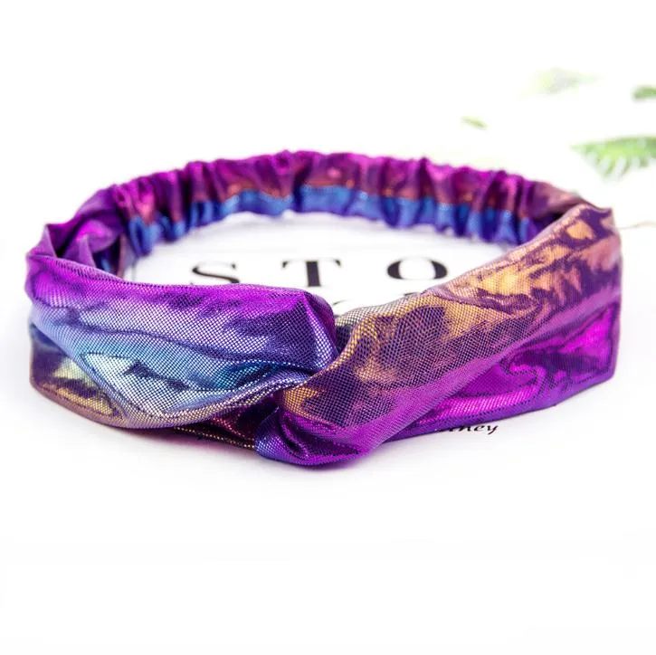 Party Favor Laser pannband Gradient Ramp Tie-Dye Head Bands Cross Knuttade pannband Hårtillbehör Kvinnor Tvätt Face Hår Band 9 Style DB891