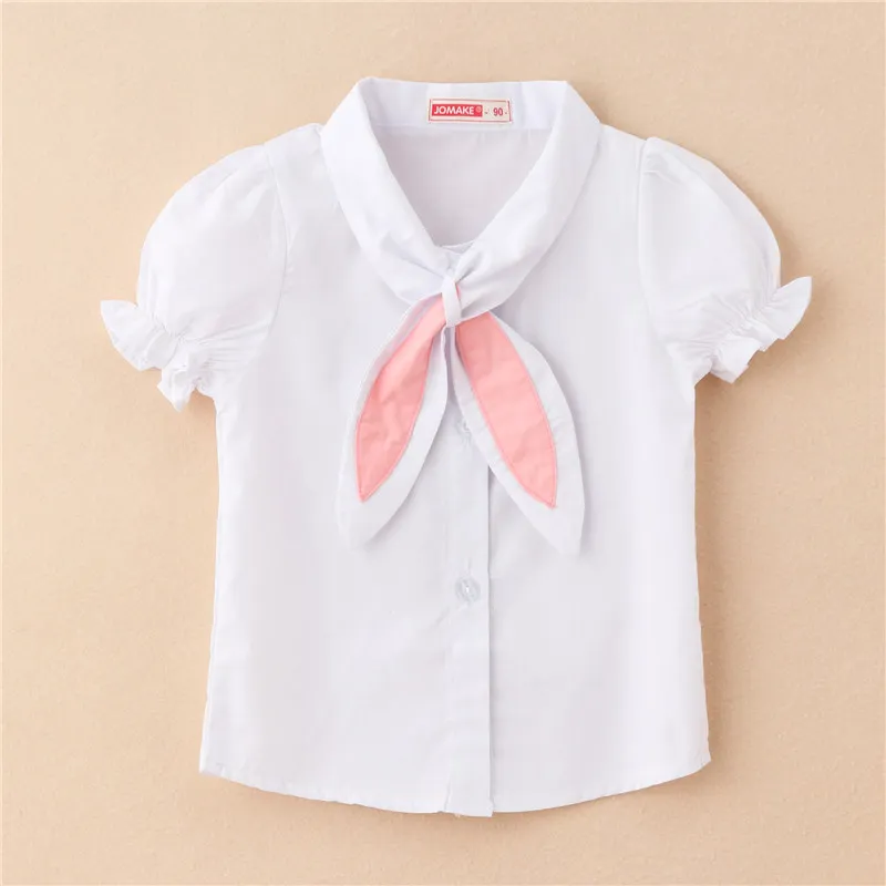 Toddler Girls Blouses Shirts Clothes White Shirt For Girl Scarf Pink Necktie Long Sleeve Formal Cotton School Student Uniform 21041138934