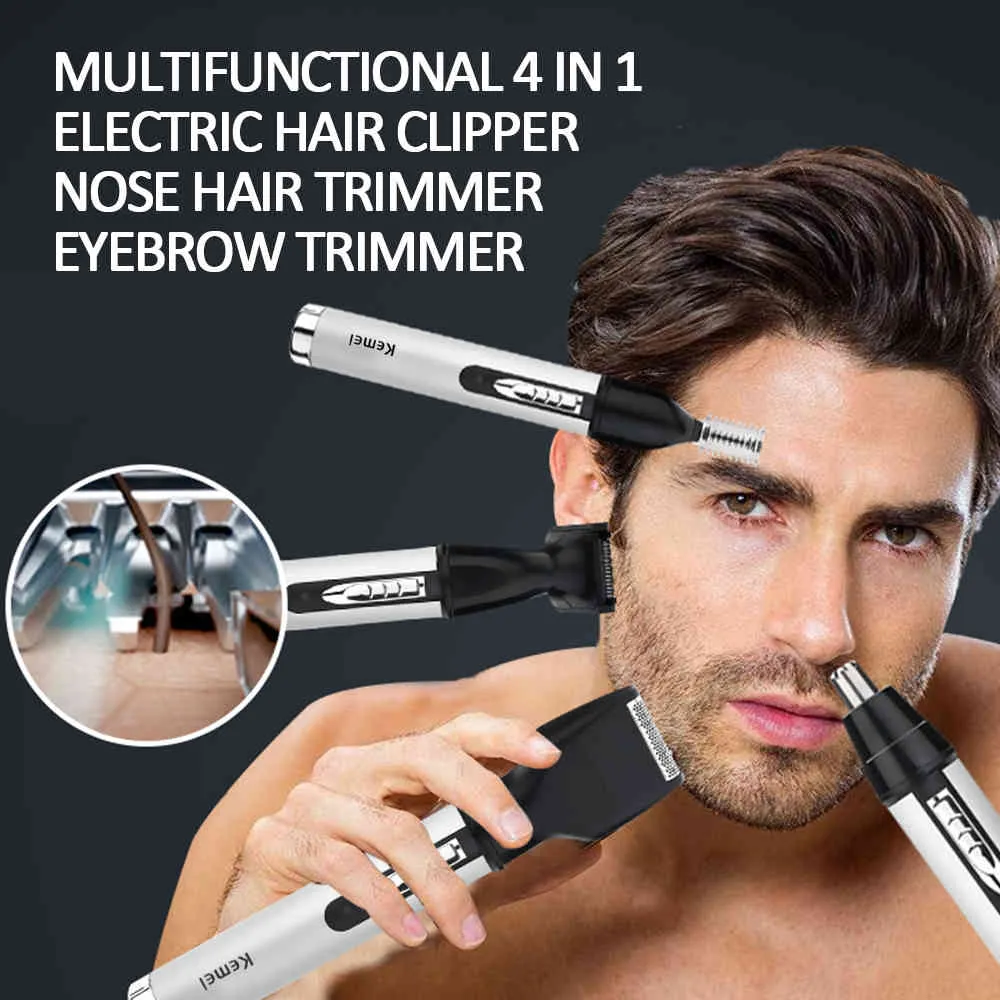 다기능 남성 전기 코 귀 머리 트리머 고통스러운 트리밍 사이드 턴 눈썹 수염 머리 클리퍼 컷 면도기 전기