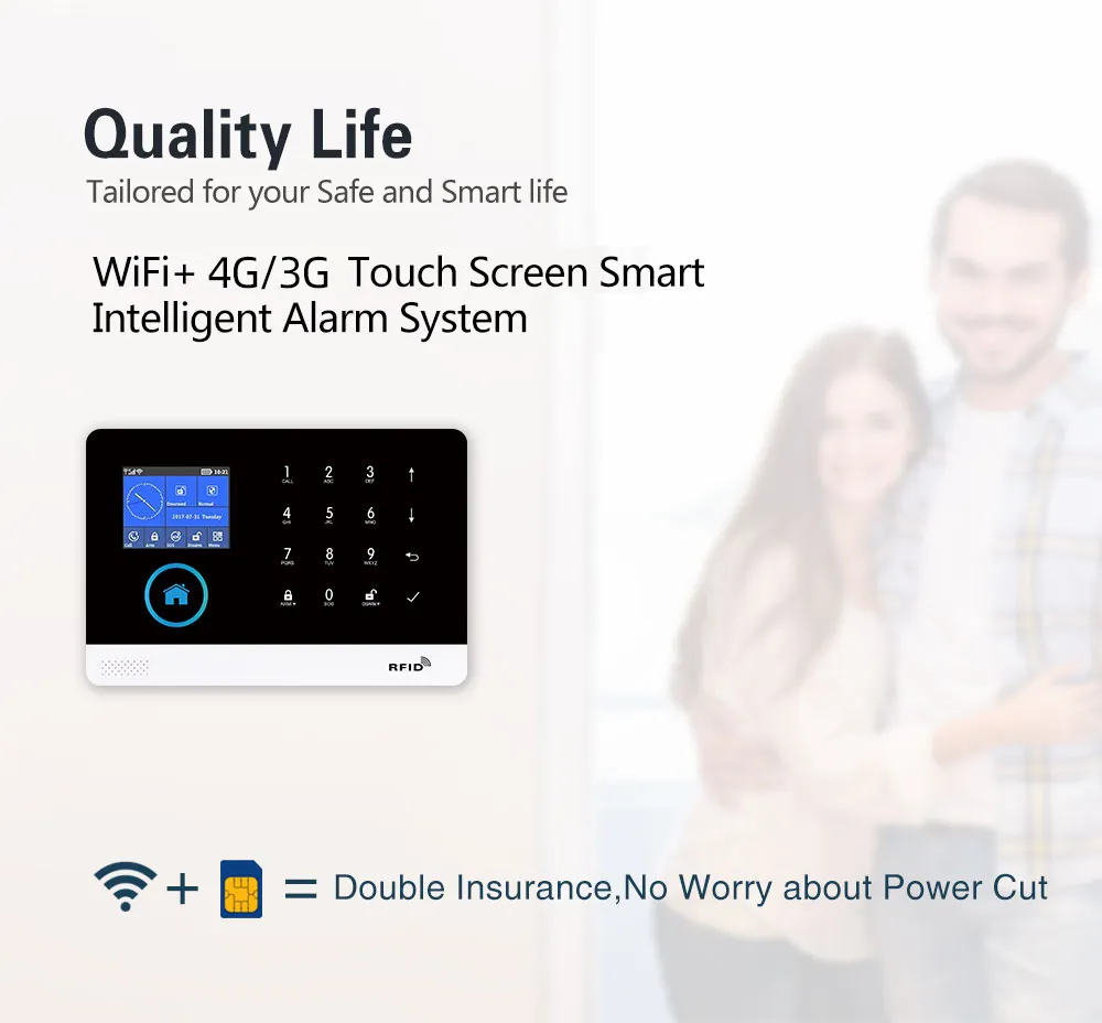 PG103 4G 3G GSM WiFi 시스템 Tuya SmartLife App 컨트롤 홈 보안 알람 PIR 센서 지원 Alexa Google Assistant