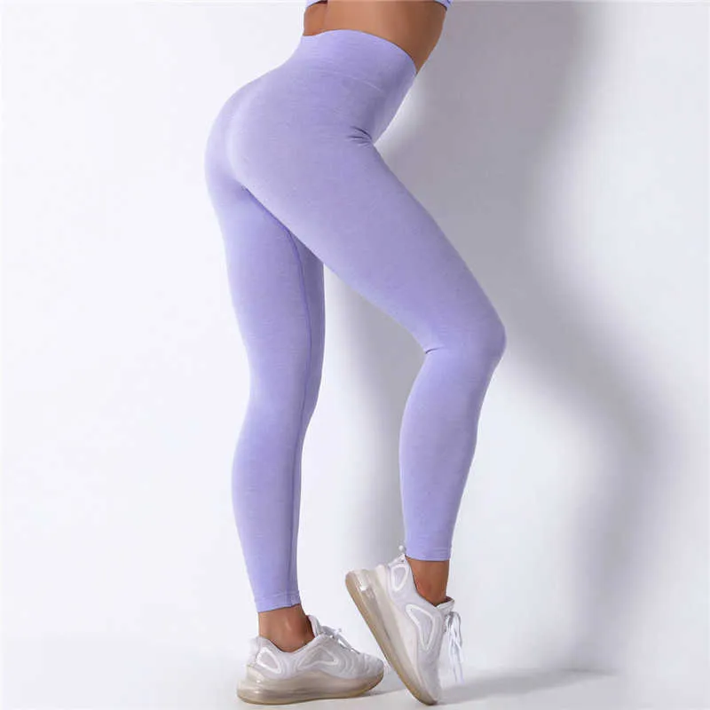 Nessaj 20% Spandex Leggings senza cuciture Donna Sport Fitness Abbigliamento Scrunch Butt Leggings Palestra Pantaloni a vita alta Booty Workout Pants 211014