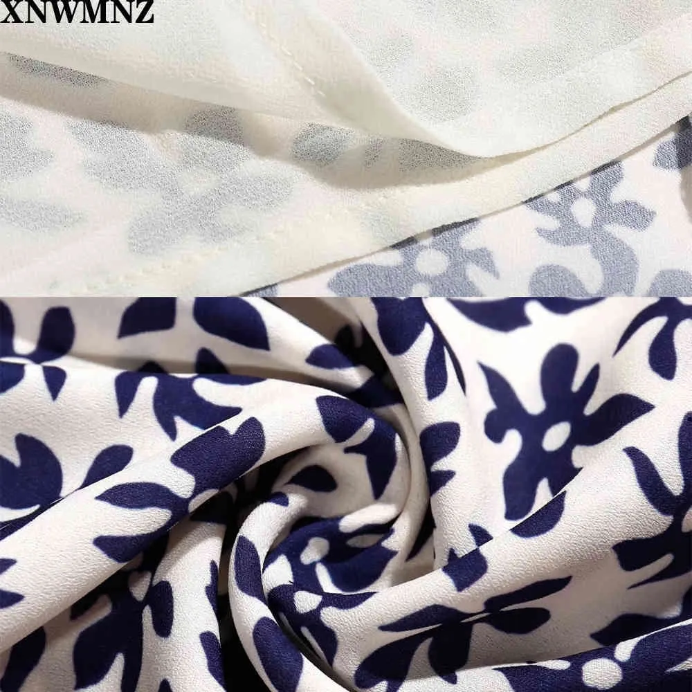 Slim Chiffon Mulheres Saia Elegante Cintura Alta Midi Harajuku Navy Floral Impressão Branco Saias Mulheres 210520