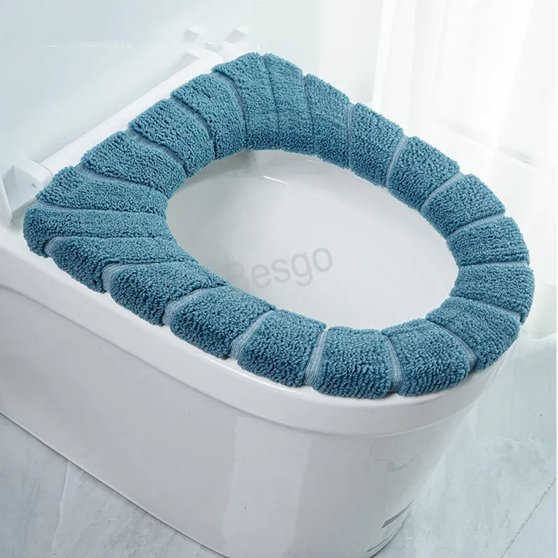 Cubiertas de asiento de inodoro de felpa Invierno Mantener calientes Asientos de inodoro Hogar Portátil antideslizante Cómoda Cubierta de almohadilla Accesorios de decoración de baño BH5727 WLY